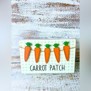 Carrot Patch Green & White Gingham Check Box Sign